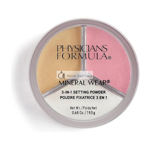 Physicians Formula Mineral Wear 3-in-1 Setting Powder Translucent Mineral Powder with 3 Shades for Setting and Highlighting the Look - with Gentle, Protective Minerals, Talk-Free