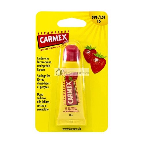 Carmex Strawberry Flavored Lip Balm Tube with SPF15 and Water Resistance 10ml