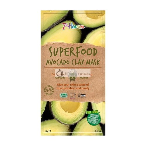 7th Heaven Superfood Avocado Clay Mask Brightening and Exfoliating Mask with Avocado and Walnut for Deep Pore Cleanse 10g