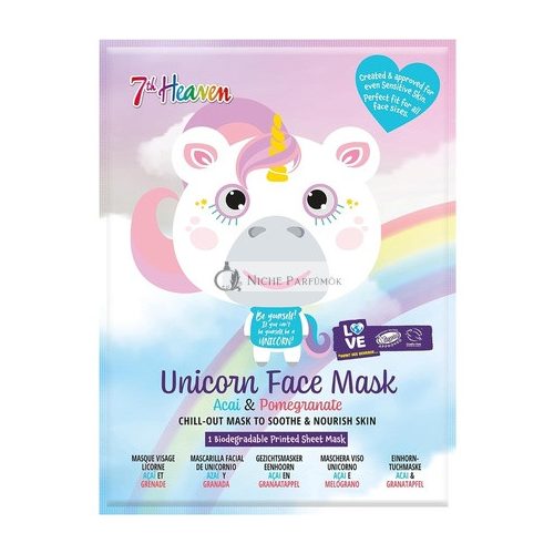 7th Heaven Unicorn Face Sheet Mask with Acai and Pomegranate to Soothe and Nourish Skin