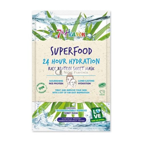 7th Heaven Superfood Intense Hydration Rice Protein Biodegradable Bamboo Sheet Mask for Nourishing Skin - Ideal for All Skin Types