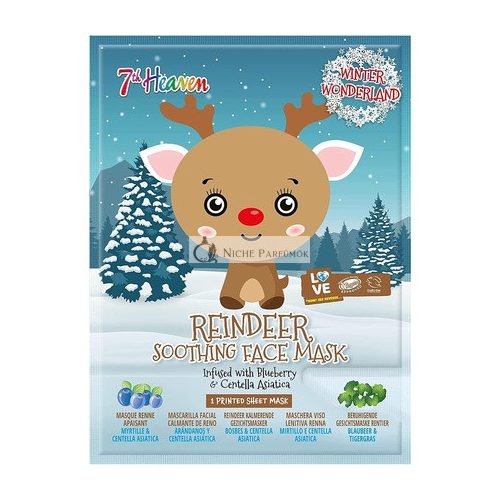 7th Heaven Winter Wonderland Reindeer Facial Sheet Mask Infused with Blueberry