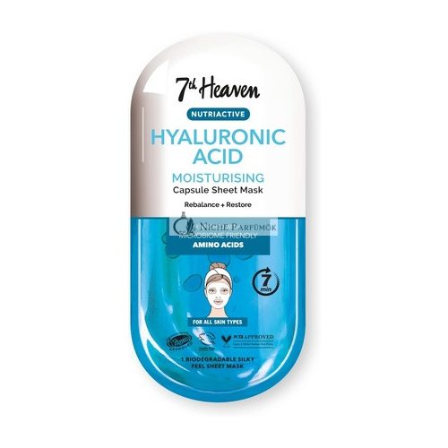 7th Heaven Hyaluronic Acid Nutriactive Moisturising Sheet Mask Enriched with Amino Acids to Rebalance and Restore Skin