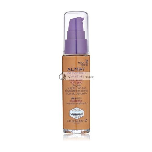 Almay Age Essentials Anti-Aging SPF Foundation Medium Deep 1 Fluid Ounce