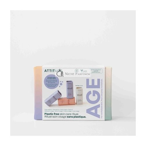 ATTITUDE Oceanly Aging Skin Daily Facial Care Routine Box Set PHYTO AGE Travel Size Bars - Pack of 4