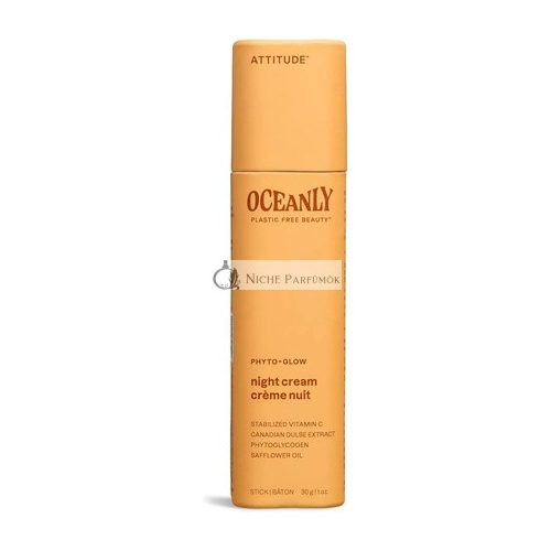 ATTITUDE Oceanly Night Cream Stick EWG Verified Plant and Mineral-Based Ingredients Vegan Skin Care Products PHYTO GLOW Unscented 30 grams