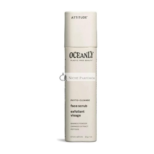 ATTITUDE Oceanly Face Scrub Stick EWG Verified Plastic-free Plant and Mineral-Based Ingredients Vegan and Cruelty-free Beauty Products PHYTO CLEANSE Unscented 30 grams