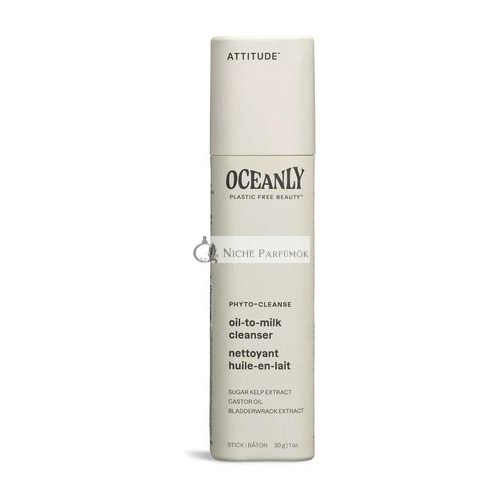 ATTITUDE Oceanly Oil-to-Milk Face Cleanser Stick EWG Verified Plant and Mineral-Based Ingredients Vegan Skin Care Products PHYTO CLEANSE Unscented 30 grams