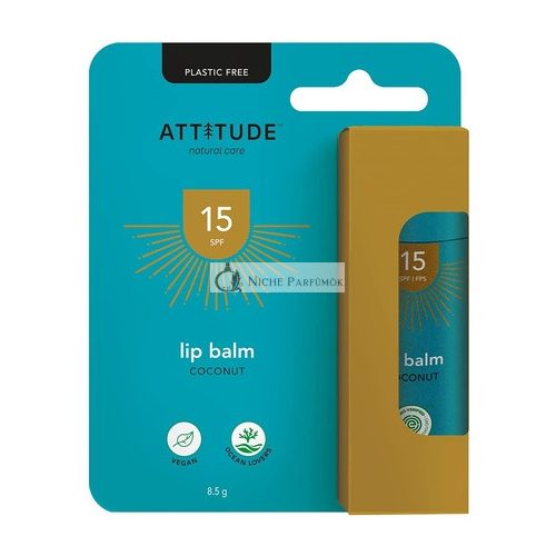 ATTITUDE Lip Balm SPF 15 Plastic-Free Waterless Vegan Sun Care Coconut 8.5g