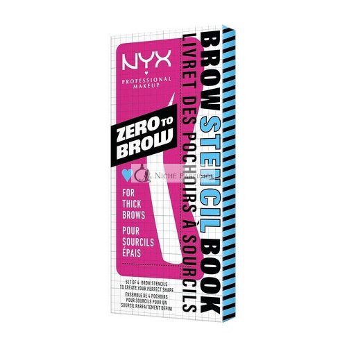 NYX Professional Makeup Brow Stencils for Thick Eyebrows Set of 4 Templates Round Straight Arched and Extra Long Zero to Brow Thick Brows Stencil Book 1 count