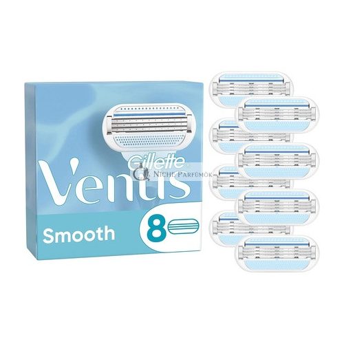 Gillette Venus Smooth Razor Blades for Women Lubrastrip with Botanical Oils - Pack of 8