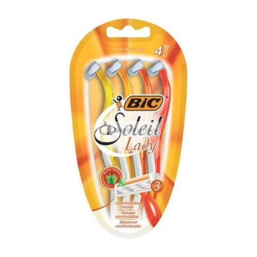 BIC Soleil Triple Blade Razors for Women with Easy Grip Handle and Lubricating Strips - Pack of 4