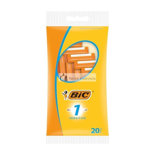 BIC 1 Sensitive Men's Razor 20 Disposable Razors with 1 Blade Ribbed Plastic Handle Ideal for Travel