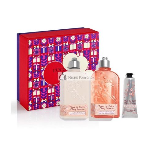 L'Occitane Cherry Blossom Shower Gel, Hand Cream, and Body Lotion Set - Women's Christmas Gift Set