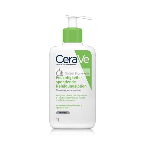 CeraVe Moisturizing Cleansing Lotion for Face and Body Normal to Dry Skin with Hyaluronic Acid and 3 Essential Ceramides 1L Almond