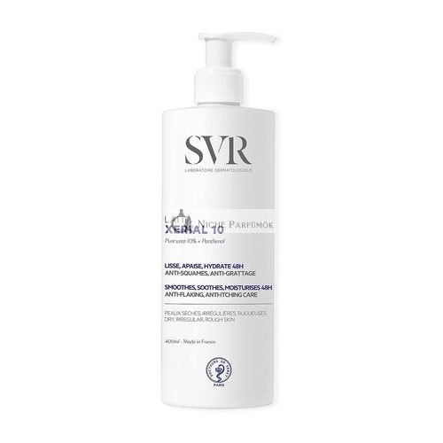 SVR XERIAL10 Rich Body Lotion 10% Pure Urea Panthenol and Shea Butter 48hr Moisturiser for Flaky Scaly Ashy Extremely Dry Psoriasis-Prone Skin 400ml