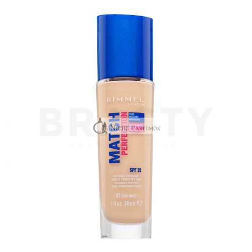 Rimmel London Match Perfection 24HR SPF20 Foundation folyékony make-up az egységes és világosabb arcbőrre 081 Fair Ivory 30 ml