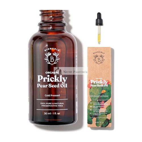 Bionoble Organic Prickly Pear Seed Oil 30ml - 100% Pure, Natural and Cold Pressed - Face, Body, Hair, Beard, Nails - Vegan and Cruelty Free - Glass Bottle + Pipette 30 ml