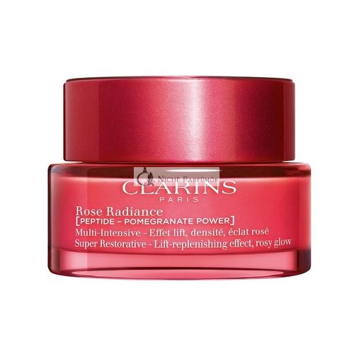 Clarins Super Restorative Rose Radiance Face Moisturizer 2-in-1 Anti Aging Radiance Boosting Day Cream for Mature Skin Contains Radiance Peptides for a Rosy Glow All Skin Types 1.7 Ounces