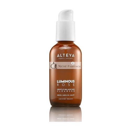 Alteya Organics Luminous Rose Cleanser 120ml Glass Hybrid Face Wash with Rose Oil - All Skin Types