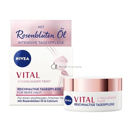 NIVEA VITAL Radiant Complexion Rich Day Care for Mature Skin 50ml Moisturizer with Rose Oil and Calcium