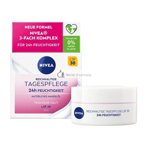 Nivea Rich Day Cream 24h Moisture SPF 30 50ml with Natural Almond Oil and Magnolia