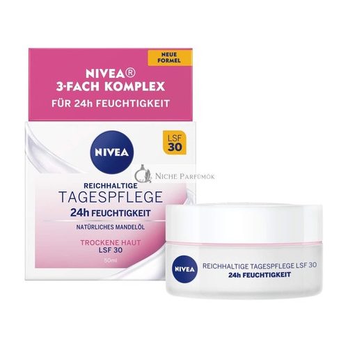 Nivea Rich Day Cream 24h Moisture SPF 30 50ml with Natural Almond Oil and Magnolia