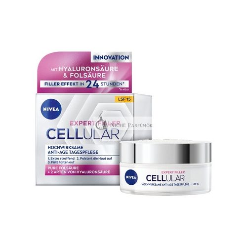 NIVEA Cellular Expert Filler High-Performance Anti-Aging Day Care 50ml Hyaluronic Cream with Plumping Effect SPF 15