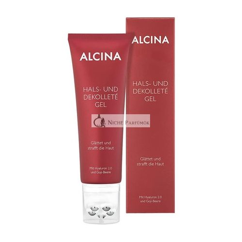 ALCINA Neck and Décolleté Gel Smooths Wrinkles and Tightens Skin 100ml with Hyaluronic 2.0 and Goji Berry - Includes Massage Applicator