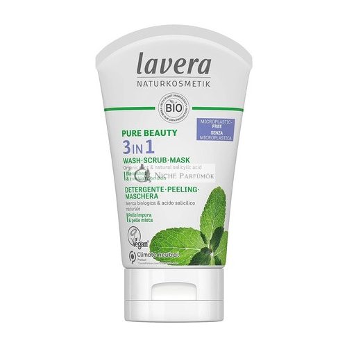 Lavera Pure Beauty 3in1 Wash Scrub Mask with Organic Mint and Natural Salicylic Acid 125ml