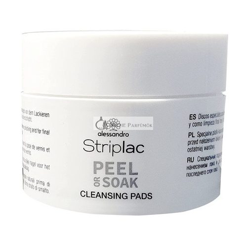 alessandro Striplac Peel or Soak Cleansing Pads for Natural Nails with Peach Scent 50 Pads