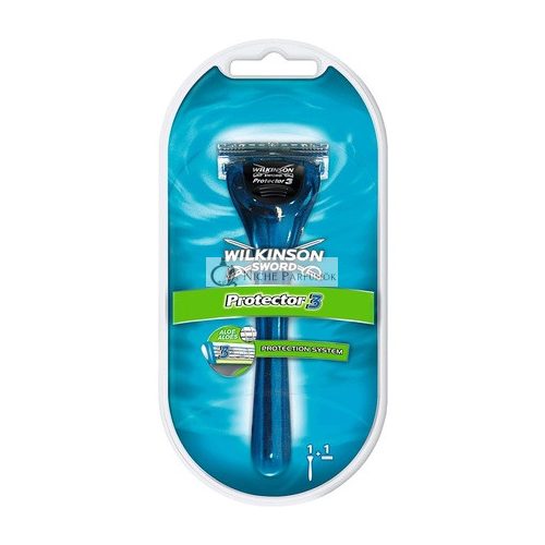 Wilkinson Sword Protector 3 For Men Smooth Shave Razor Handle + 1 Blade Refill