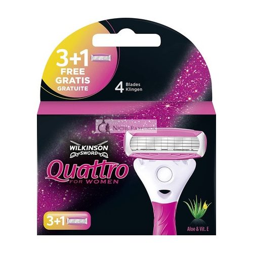 Wilkinson Sword Quattro for Women 3 Razor Blades plus 1 Free Blade