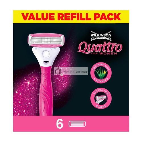 Wilkinson Sword Quattro For Women Smooth Glide Razor Blade Refills 6 Count