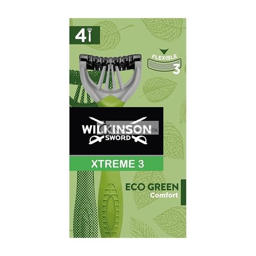 Wilkinson Sword Xtreme 3 Eco Green Disposable Razor Man Eco-Friendly and Recyclable 70g - Pack of 4