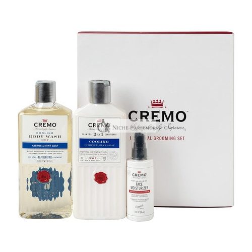 Cremo Grooming Gift Set Kit for Men Shower Gel 2 in 1 Shampoo and Conditioner Face Moisturizer