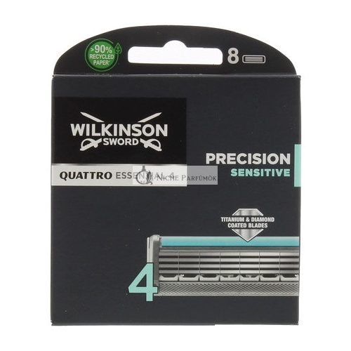 Wilkinson Sword Quattro Titanium Sensitive Refill Razor Blade Cartridges - Pack of 8