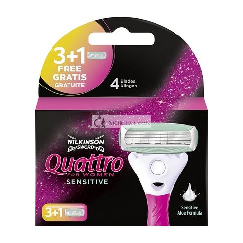 Wilkinson Sword Quattro for Women Sensitive Razor Blades 4 count