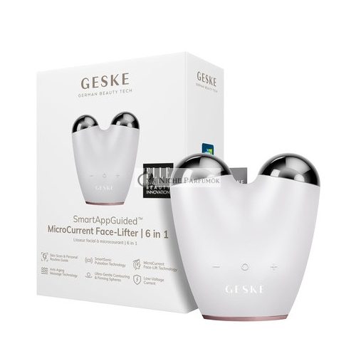 GESKE SmartAppGuided MicroCurrent Face-Lifter 6 in 1 Facial Lifting Face & Jawline Trainer Face Tightening Anti Aging Device Microcurrent against Wrinkles Double Chin Remover Starlight