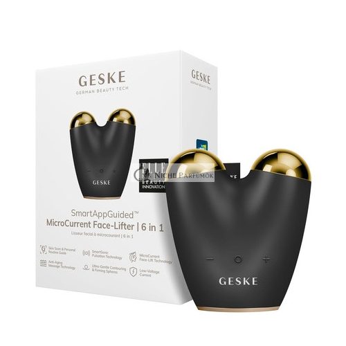 GESKE SmartAppGuided MicroCurrent Face-Lifter 6 in 1 Facial Lifting Face & Jawline Trainer Anti Aging Device Microcurrent against Wrinkles Double Chin Remover