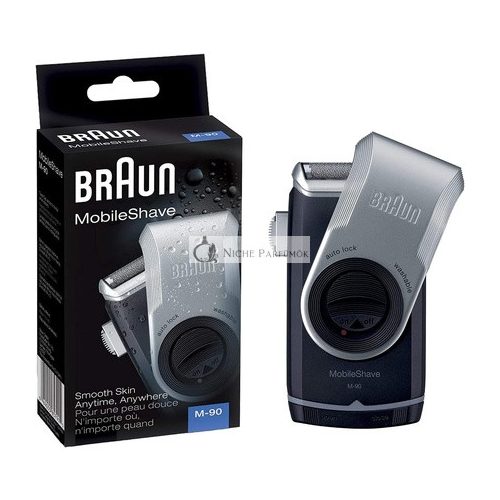 Braun PocketGo Mobile Shave Electric Travel Shaver Fully Washable M90 Black/Silver