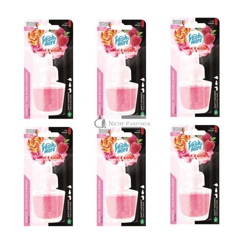 Fresh & More Refill Bottles Raspberry Flower & Candy for E-Fragrance Plug 19ml - Pack of 6