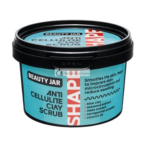 Beauty Jar SHAPE Anti-Cellulite Clay Scrub 13.4oz 380g - Blue Clay, Seaweed Extract, Mate Extract, Carrageenan Powder, Coconut Oil