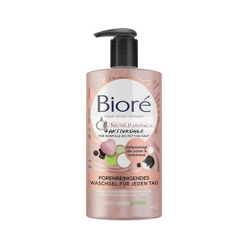 Biore Rose Quartz + Activated Charcoal Cleansing Gel - Pore Cleansing - For Normal and Oily Skin - For Daily Use 200ml