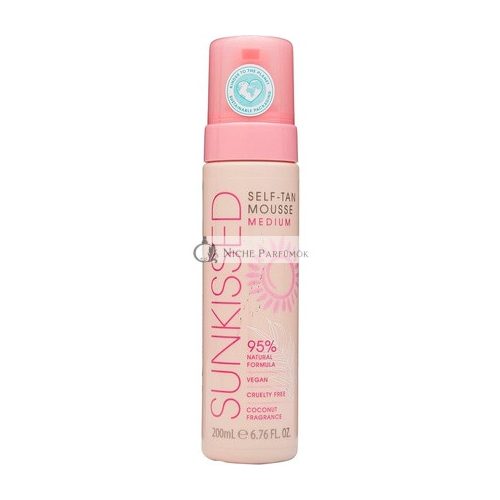 Sunkissed Self Tan Mousse Medium 200ml 95% Natural Vegan Cruelty Free Coconut Fragrance