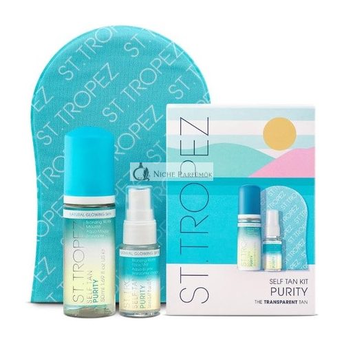 St.Tropez Self Tan Purity Starter Kit Travel Size Tanning Bronzing Water Mousse 50ml Face Mist 14ml Applicator Mitt Vegan Natural & Cruelty Free 21.33ml - Pack of 3