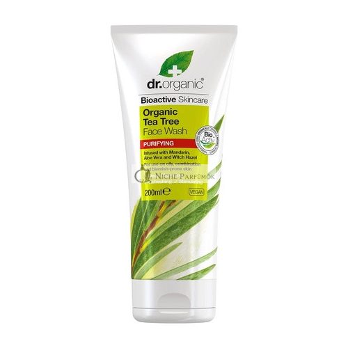 Dr Organic Tea Tree Face Wash Natural Vegan Cruelty Free Paraben SLS Free 200ml