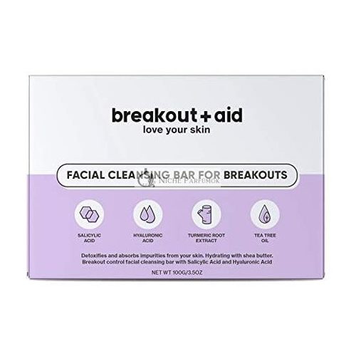 Breakoutaid Vegan Facial Cleansing Bar with Salicylic Acid and Hyaluronic Acid 100g 3.5oz