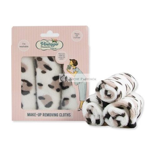 The Vintage Cosmetic Company Dual-Sided Make Up Removing Cloths Face Cloths Gentle Face Exfoliation Machine Washable Leopard Print Design Pack of 3