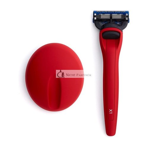 Bolin Webb Razor and Stand in Matte Red with Gillette Fusion5 Blade Cartridge Technology Luxury Razors for Men - Giftable X1 Style